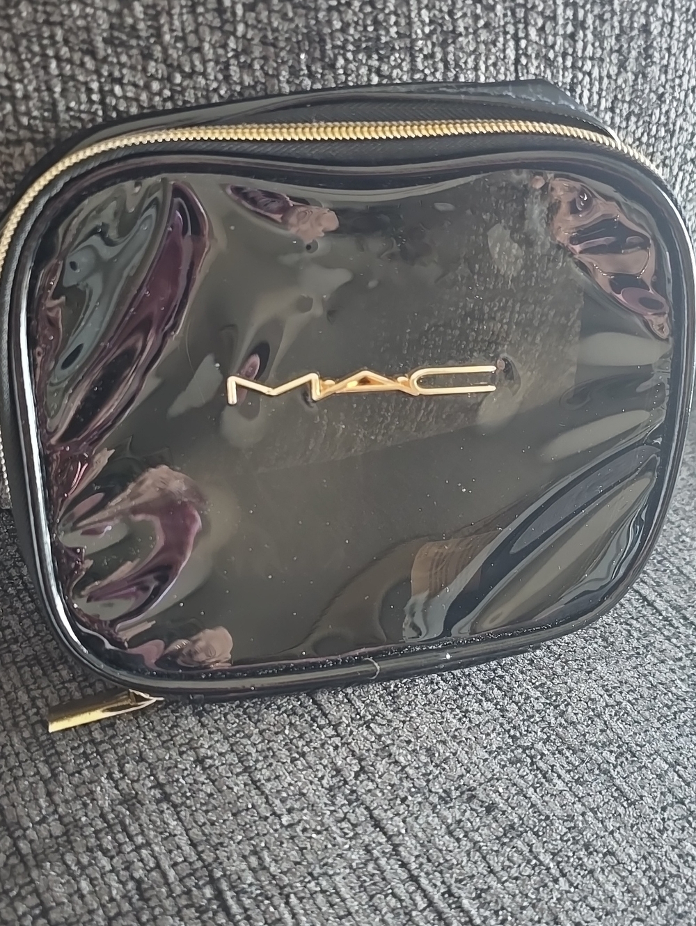 MAC Cosmetics Black Gloss Cosmetic Case with Gold Logo